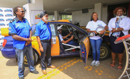 Steve Gacheru, Kenyan Rally driver, East African Safari Classic, General Manager Sinder Sudle,EABL Group Corporate Relations Director, Eric Kiniti, Marketing Manager Whitecap, Catherine Ndungu, Ag. EABL Marketing and Innovations Director, Anne-Joy Michira at the KBL East African Safari Classic Announcement